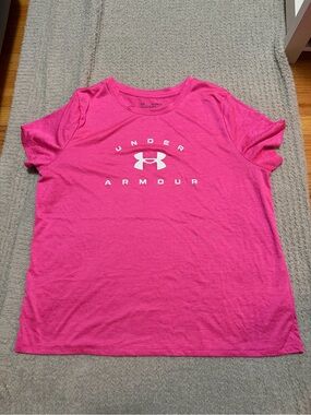 Under Armour Hot Pink HeatGear Tee with Black Logo